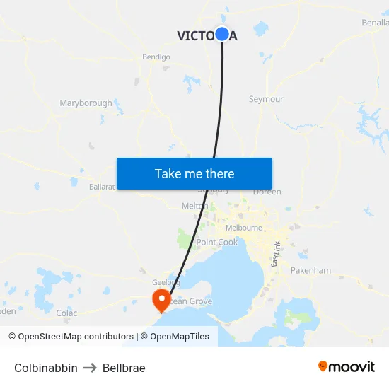Colbinabbin to Bellbrae map