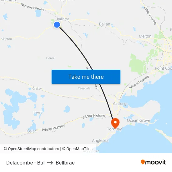 Delacombe - Bal to Bellbrae map