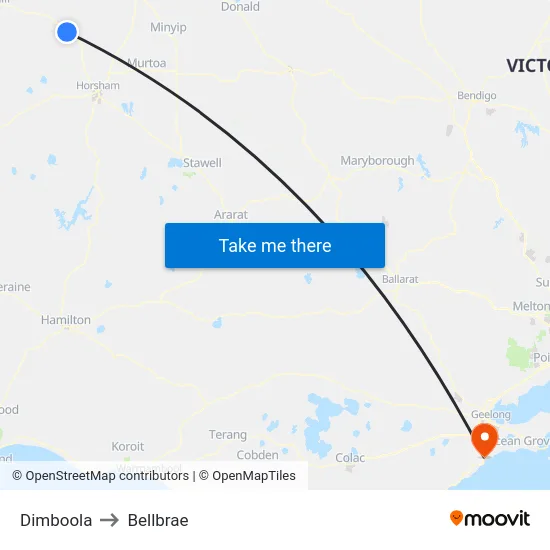 Dimboola to Bellbrae map