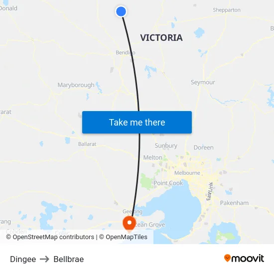 Dingee to Bellbrae map