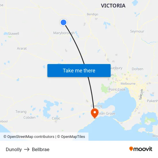 Dunolly to Bellbrae map