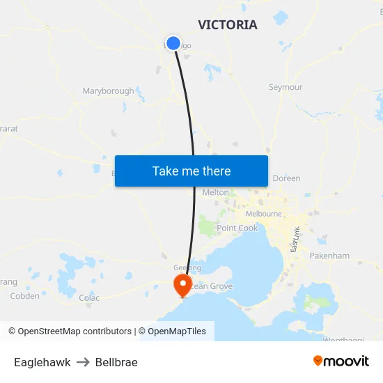 Eaglehawk to Bellbrae map