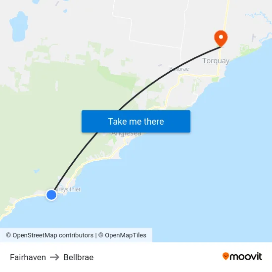 Fairhaven to Bellbrae map