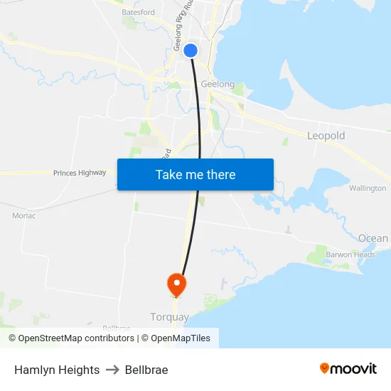 Hamlyn Heights to Bellbrae map