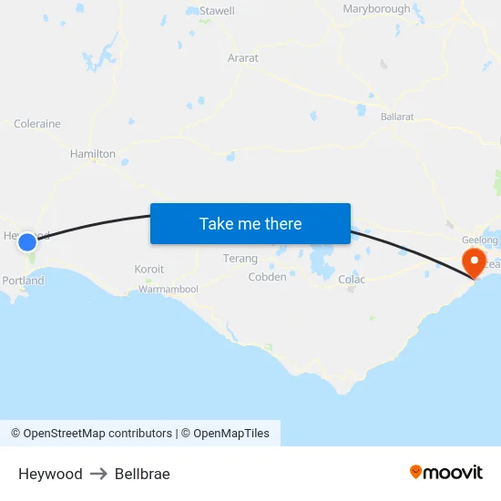 Heywood to Bellbrae map