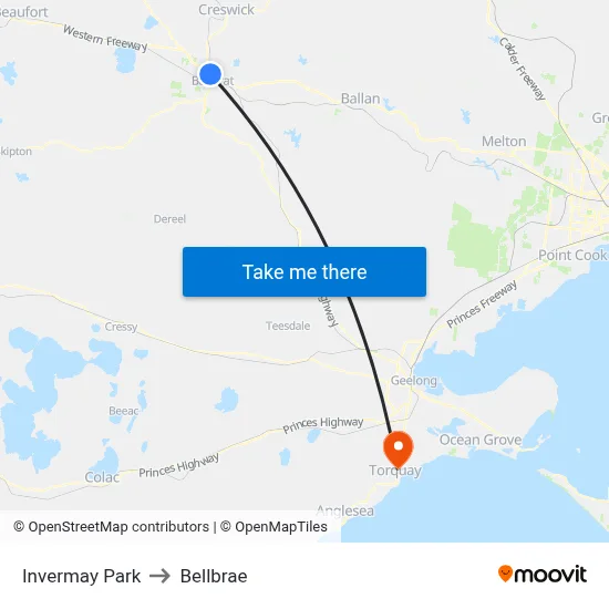 Invermay Park to Bellbrae map