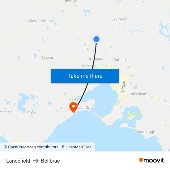 Lancefield to Bellbrae map