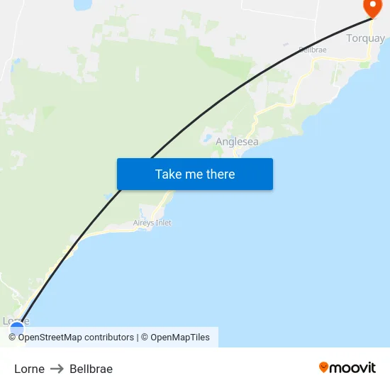 Lorne to Bellbrae map