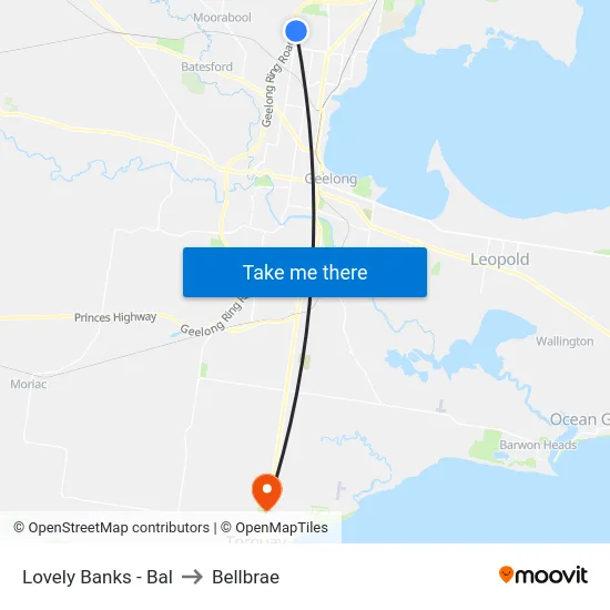 Lovely Banks - Bal to Bellbrae map