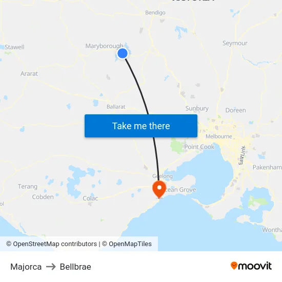 Majorca to Bellbrae map
