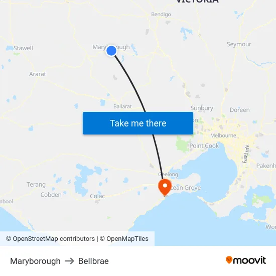 Maryborough to Bellbrae map