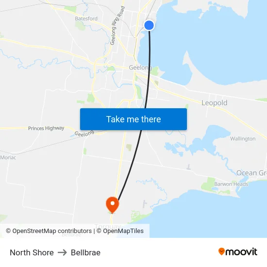 North Shore to Bellbrae map