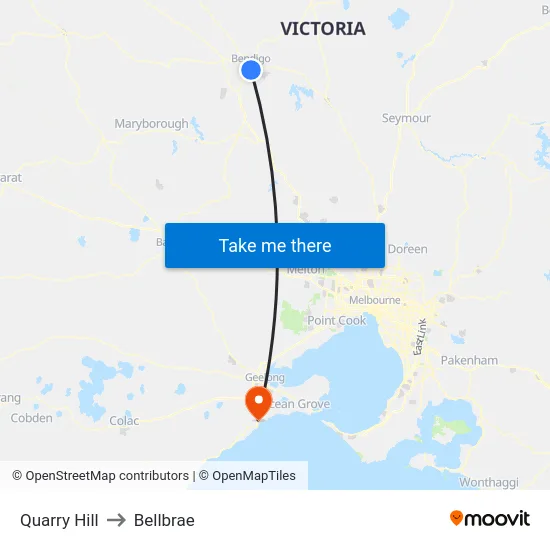 Quarry Hill to Bellbrae map