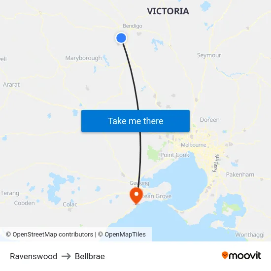 Ravenswood to Bellbrae map