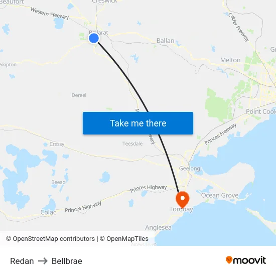 Redan to Bellbrae map