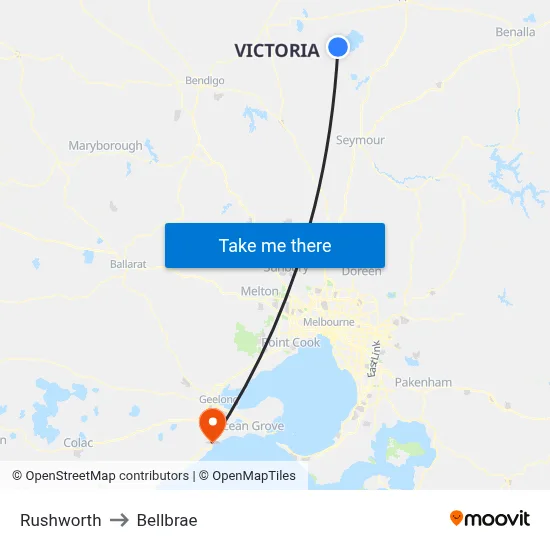 Rushworth to Bellbrae map