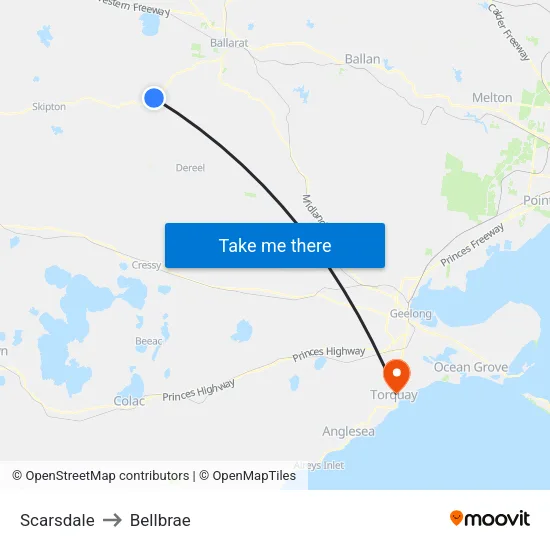 Scarsdale to Bellbrae map
