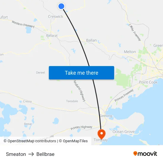 Smeaton to Bellbrae map