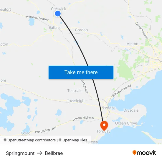 Springmount to Bellbrae map