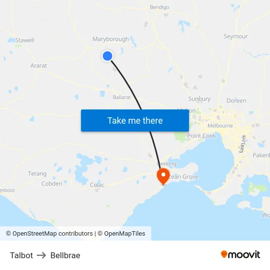 Talbot to Bellbrae map