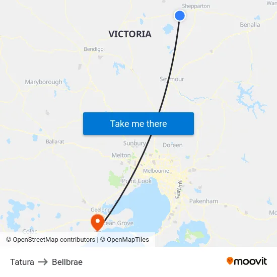 Tatura to Bellbrae map