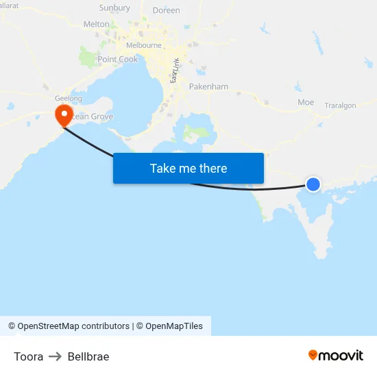 Toora to Bellbrae map
