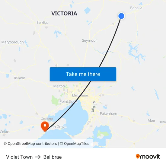 Violet Town to Bellbrae map