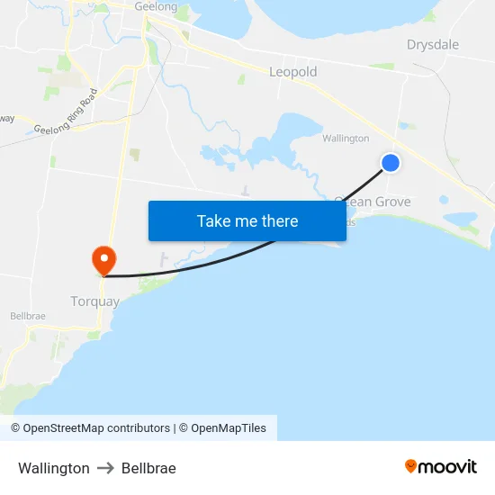 Wallington to Bellbrae map