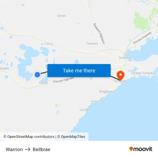 Warrion to Bellbrae map