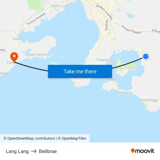 Lang Lang to Bellbrae map