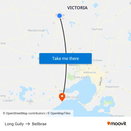 Long Gully to Bellbrae map
