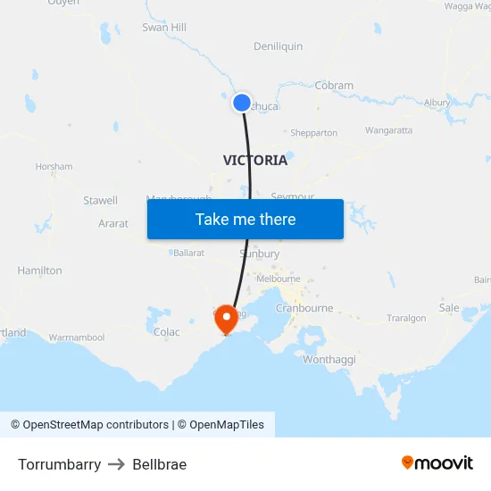 Torrumbarry to Bellbrae map