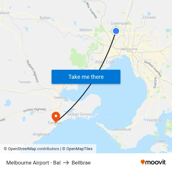 Melbourne Airport - Bal to Bellbrae map