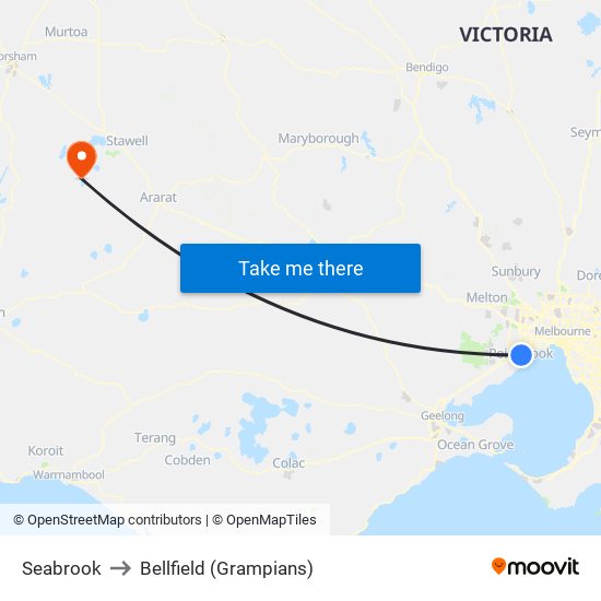 Seabrook to Bellfield (Grampians) map