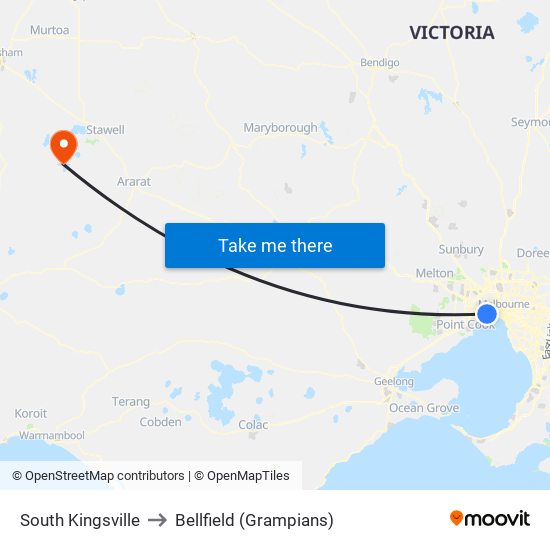 South Kingsville to Bellfield (Grampians) map