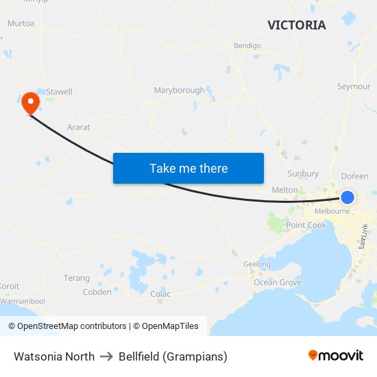 Watsonia North to Bellfield (Grampians) map