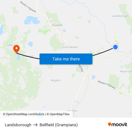 Landsborough to Bellfield (Grampians) map