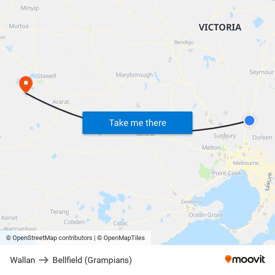 Wallan to Bellfield (Grampians) map