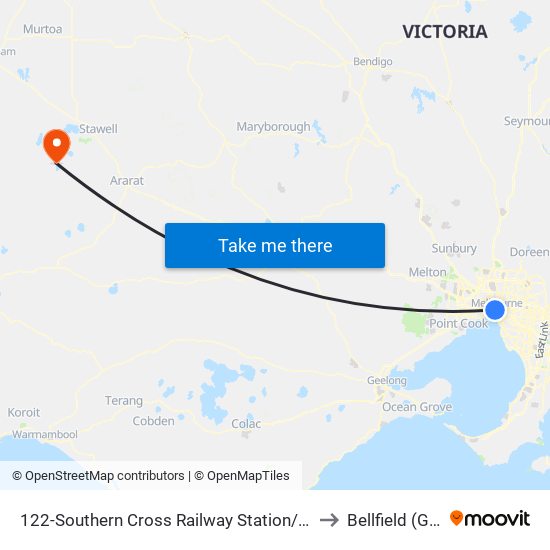 122-Southern Cross Railway Station/Spencer St (Melbourne City) to Bellfield (Grampians) map