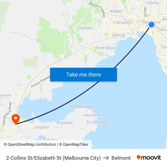 2-Collins St/Elizabeth St (Melbourne City) to Belmont map