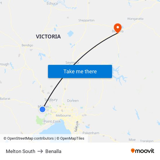 Melton South to Benalla map