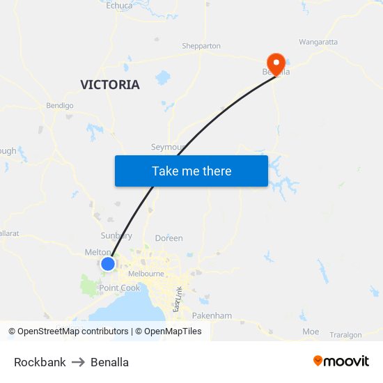 Rockbank to Benalla map