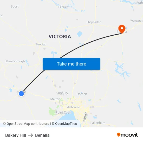 Bakery Hill to Benalla map