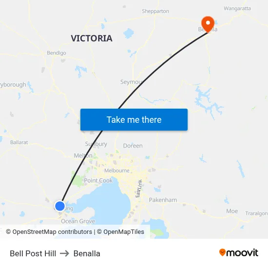 Bell Post Hill to Benalla map