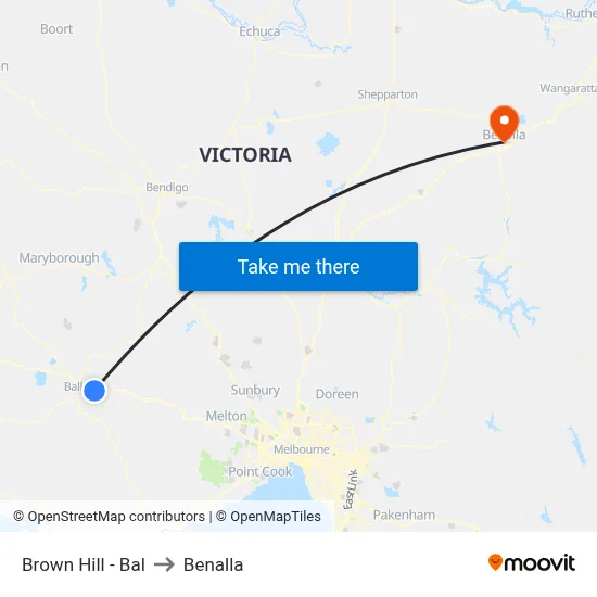 Brown Hill - Bal to Benalla map