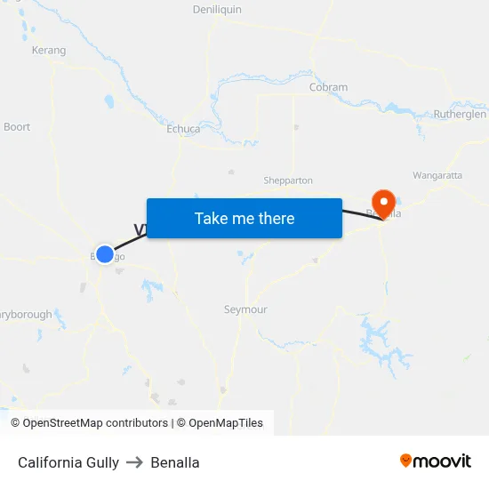 California Gully to Benalla map