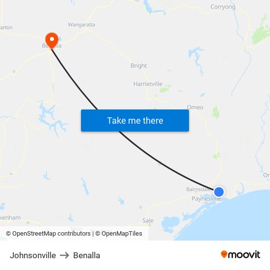 Johnsonville to Benalla map