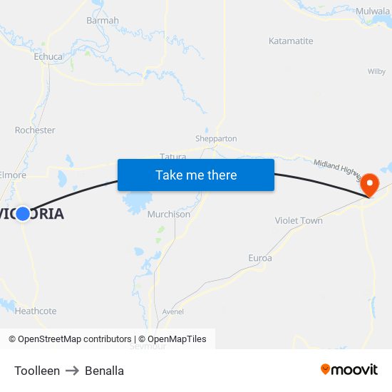 Toolleen to Benalla map