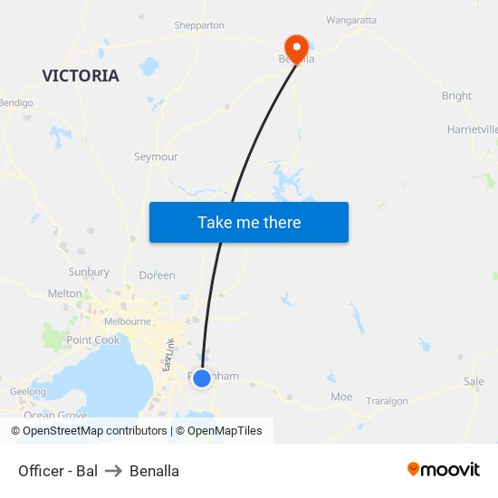 Officer - Bal to Benalla map