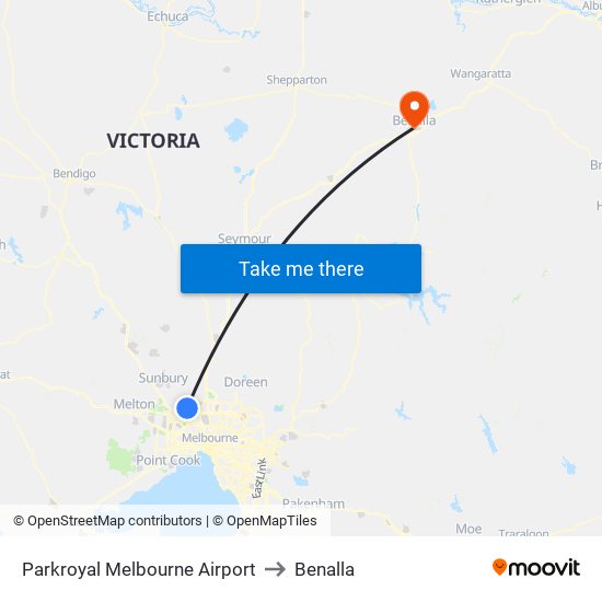 Parkroyal Melbourne Airport to Benalla map